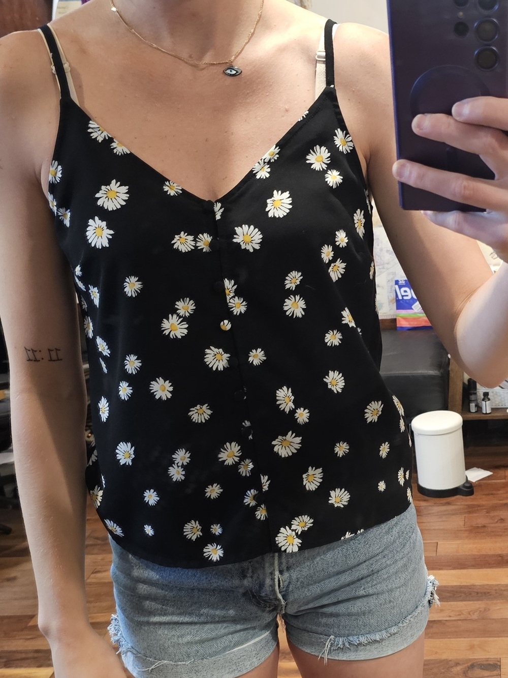 Sanctuary Black Daisy Print Cami